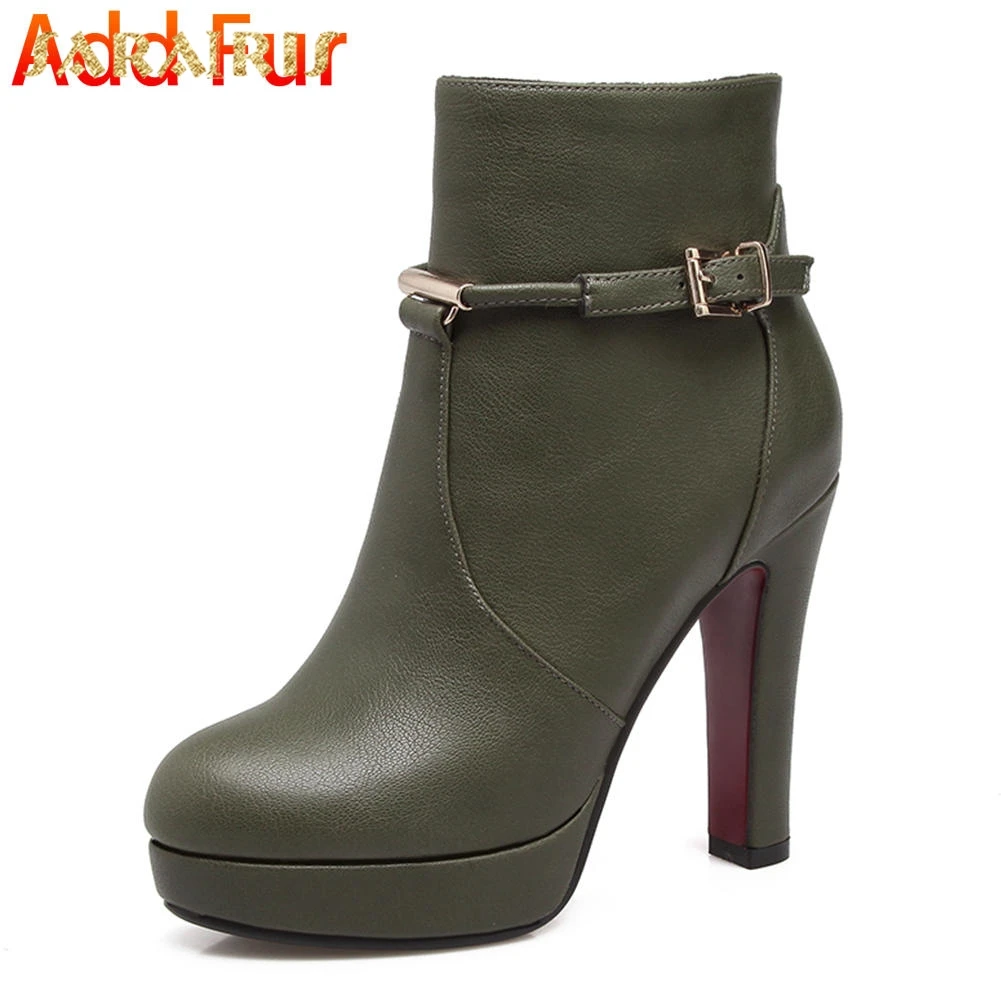 green with fur SARAIRIS/ г. Прямая поставка, ботинки на платформе размера плюс 33-46 женская обувь женские ботильоны женские туфли с застежкой-молнией на высоком каблуке - Цвет: green with fur