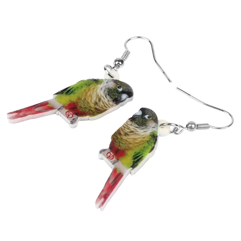 Милые акриловые серьги WEVENI в виде зеленых щек попугаев птиц Висячие капли модные
