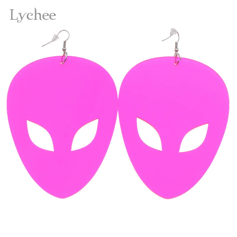 Lychee, 1 пара, акриловые большие серьги с пришельцами, висячие серьги, Преувеличенные, Инопланетные висячие серьги, массивные ювелирные изделия для женщин