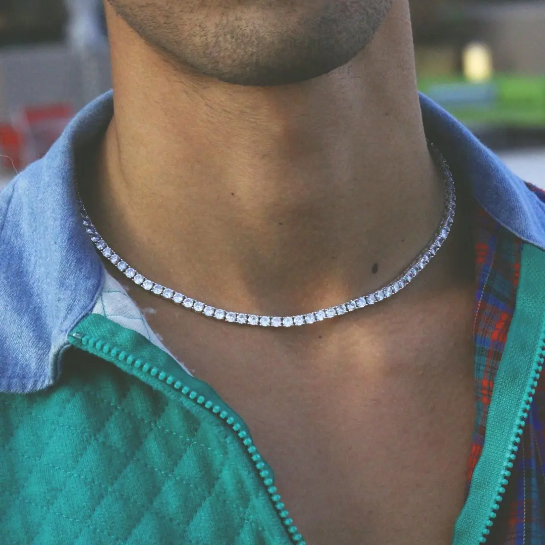 Цепочка TOPGRILLZ Мужская теннисная украшение в стиле хип-хоп сверкающая цирконий AAA 1