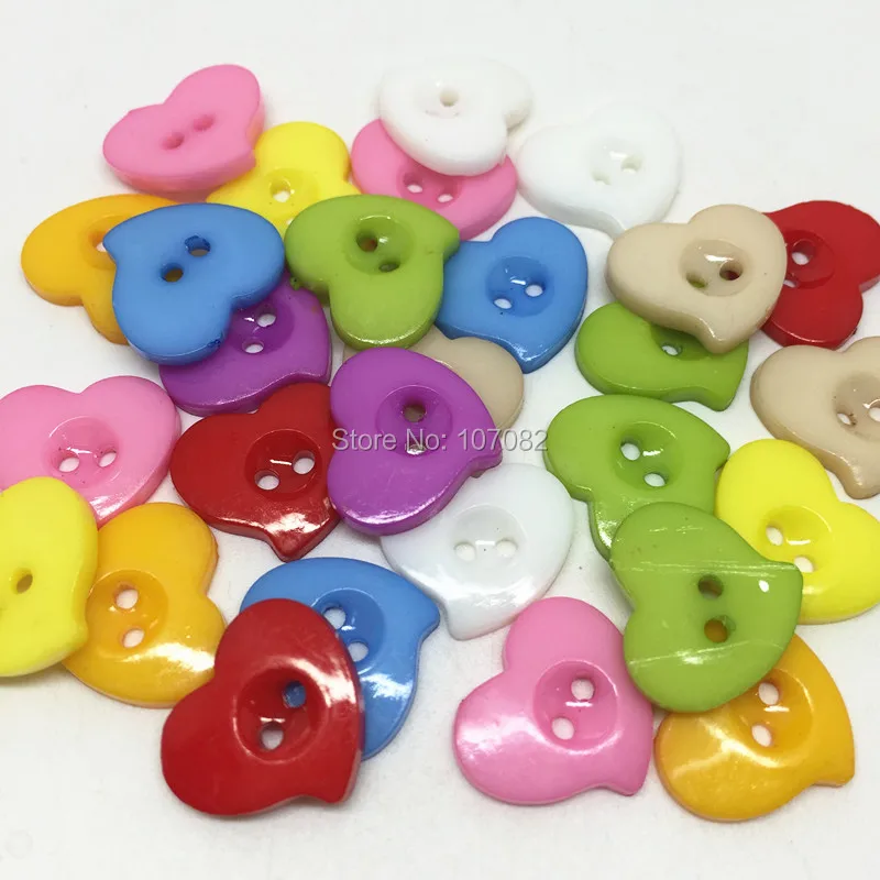 

500pcs 13X15MM Mixed Heart Buttons 2 Holes Sewing ACCESSORIES For Scrapbooking Cardmaking Embellishments
