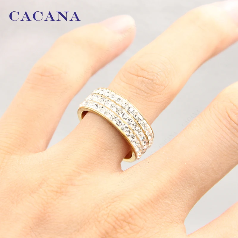 Женские кольца из нержавеющей стали CACANA 3 ряда персонализированные модные