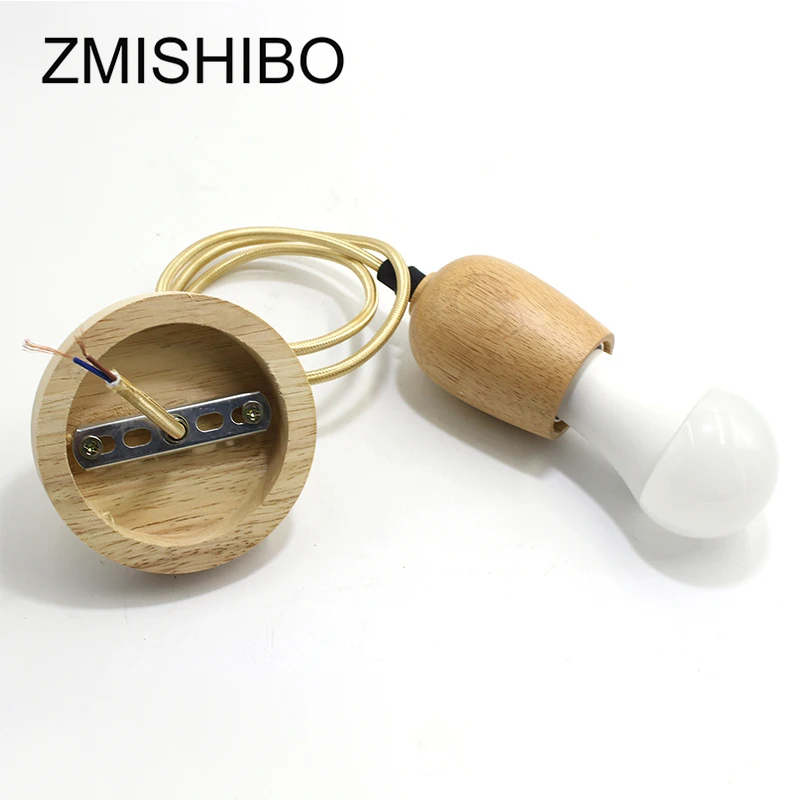 ZMISHIBO Country Style E27 Деревянный подвесной светильник 110V-220V для гостиной Droplight LED Подвесной светильник на основе провисания.