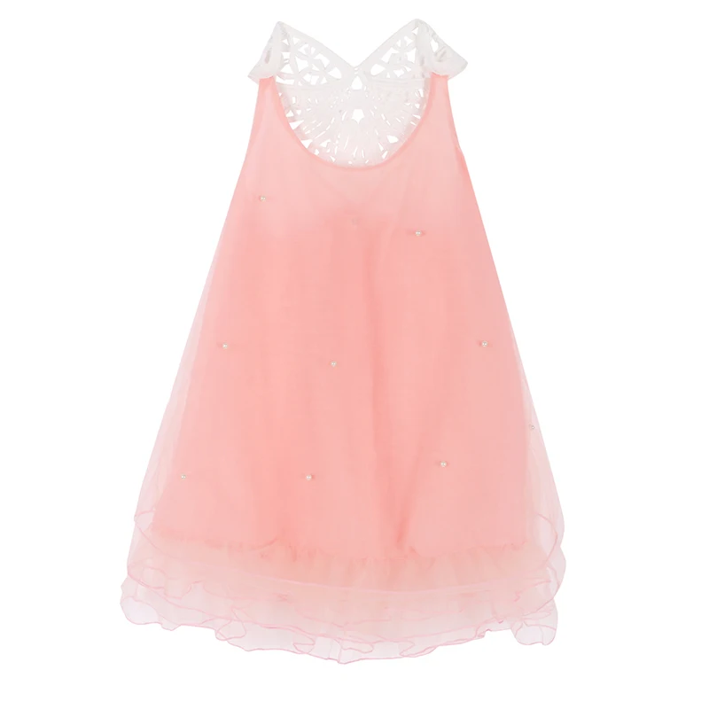 Summer Brand Girls Princess Sleeveless Mesh Dresses Toddler Girl Lace Dress Kids Beading Vestidos Children Clothes 1-10 years | Детская