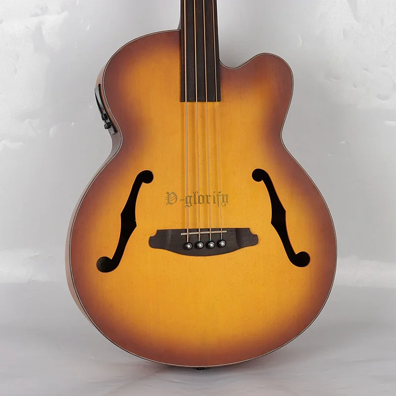 sunset Профессиональный fretless 43 дюймов Акустическая бас гитара с эквалайзером - Цвет: sunset