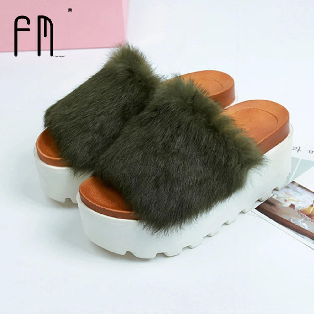Fedimiro/Мех животных Босоножки на каблуках Для женщин из натуральной кроличьей