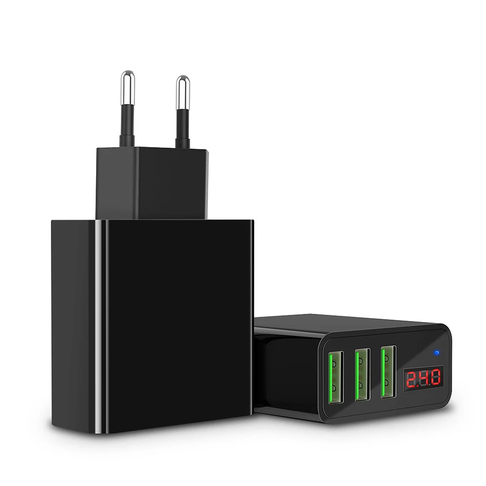 Светодиодный дисплей 3 порта USB зарядное устройство 3A мобильный телефон