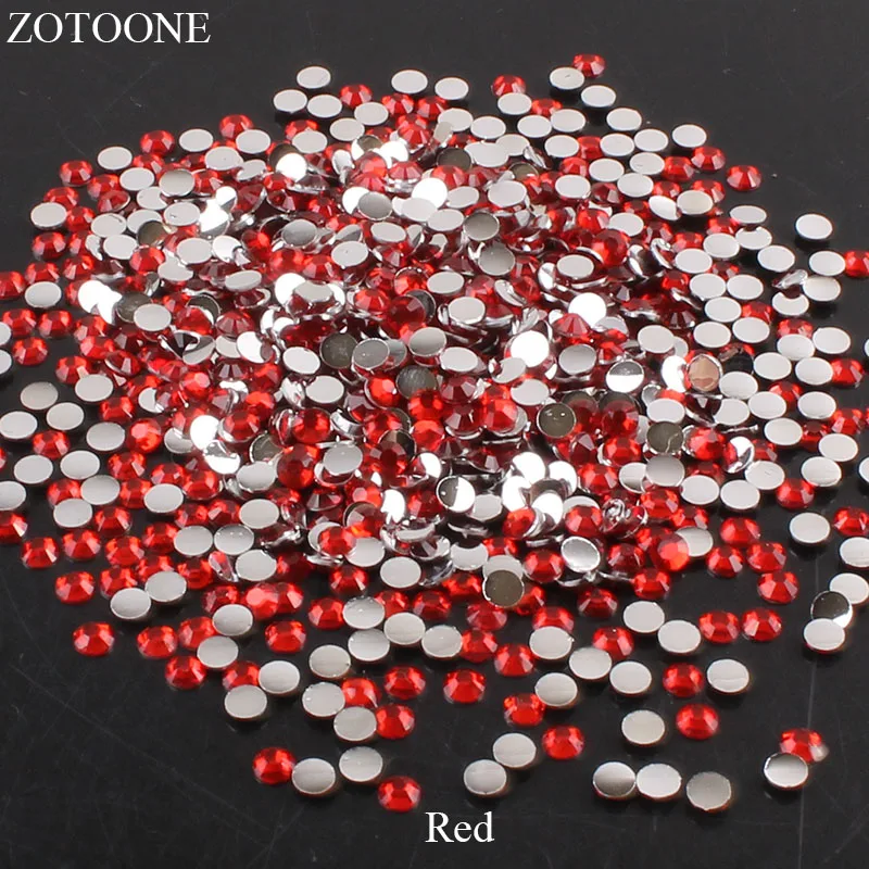 ZOTOONE 2-6 мм 1000 шт прозрачные Стразы AB без горячей фиксации плоские с оборота Стразы для ногтей для одежды ногти 3D дизайн ногтей украшения - Цвет: Red