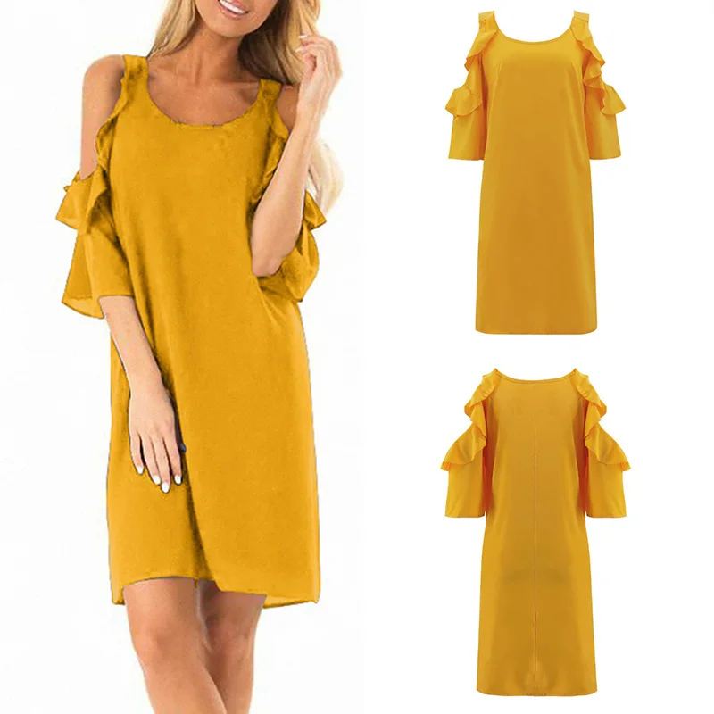 Женские вечерние летние с открытыми плечами модные офисные платье глубоким