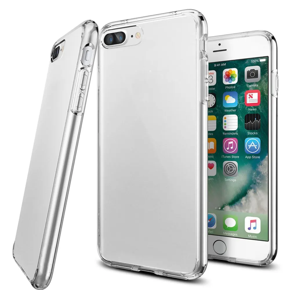 Прозрачный мягкий чехол для iPhone 7 8 Plus ультратонкий Кристальный ударопрочный