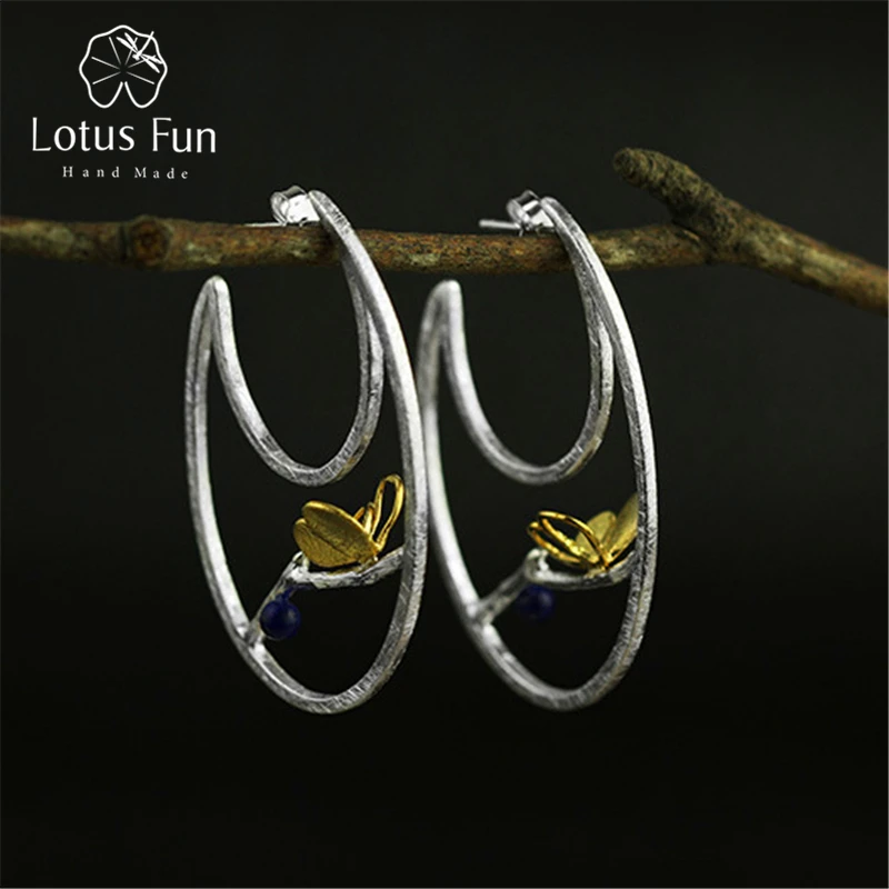 Lotus Fun реальные 925 Серебро Природный творческий ручной работы ювелирных украшений