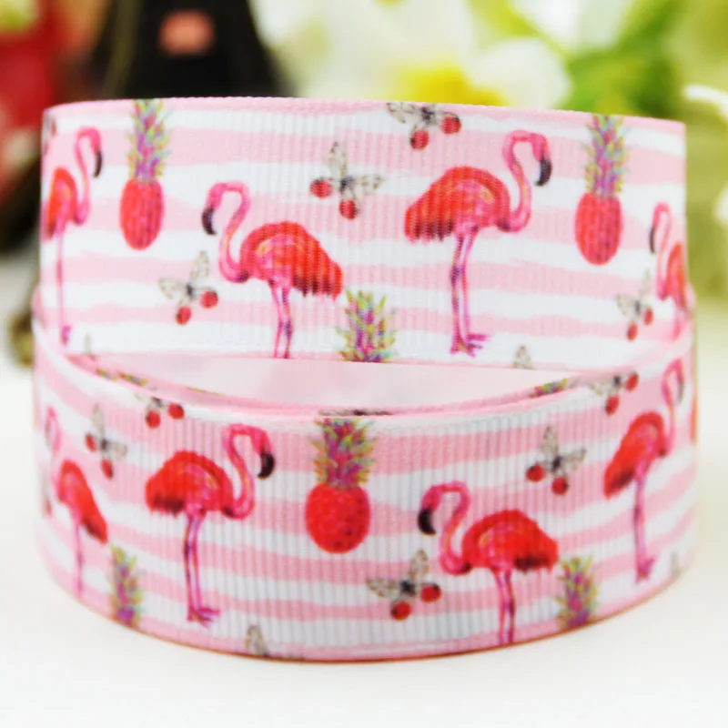 

7/8'' 22mm,1" 25mm,1-1/2" 38mm,3" 75mm Flamingo Cartoon Character printed Grosgrain Ribbon party decoration X-02020 10 Yards