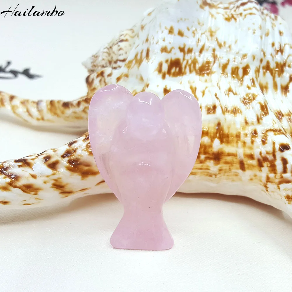 10pcs Elegant Natural Rose Pink Quartz Crystal Beads Angel Statue Carved Standing Figurine With Wing Pendant Charms TS08# | Украшения и