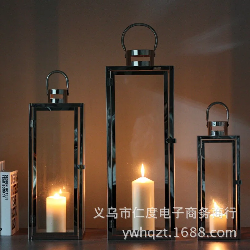 Европейский портативный стеклянный подсвечник из нержавеющей стали для