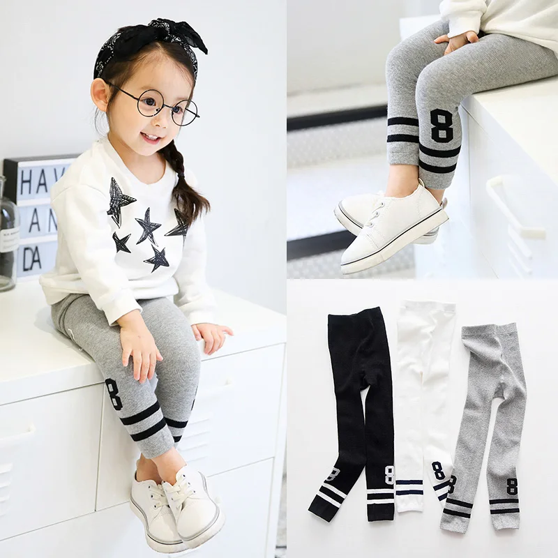 Весенне осенние детские колготки для девочек черные белые серые Классические