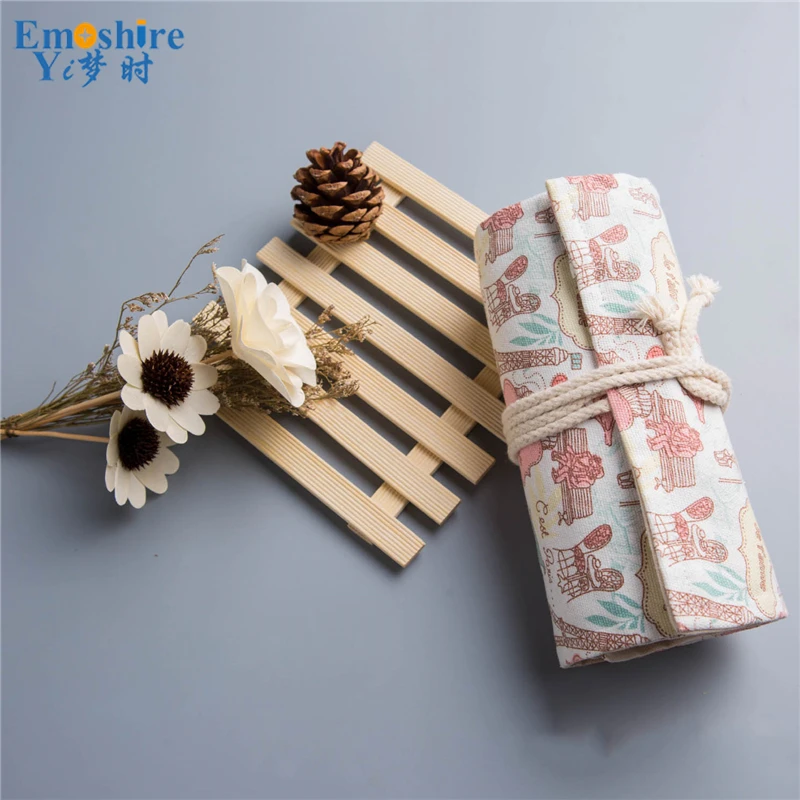 Романтический стиль башня пенал школьные пеналы холст большой косметичка