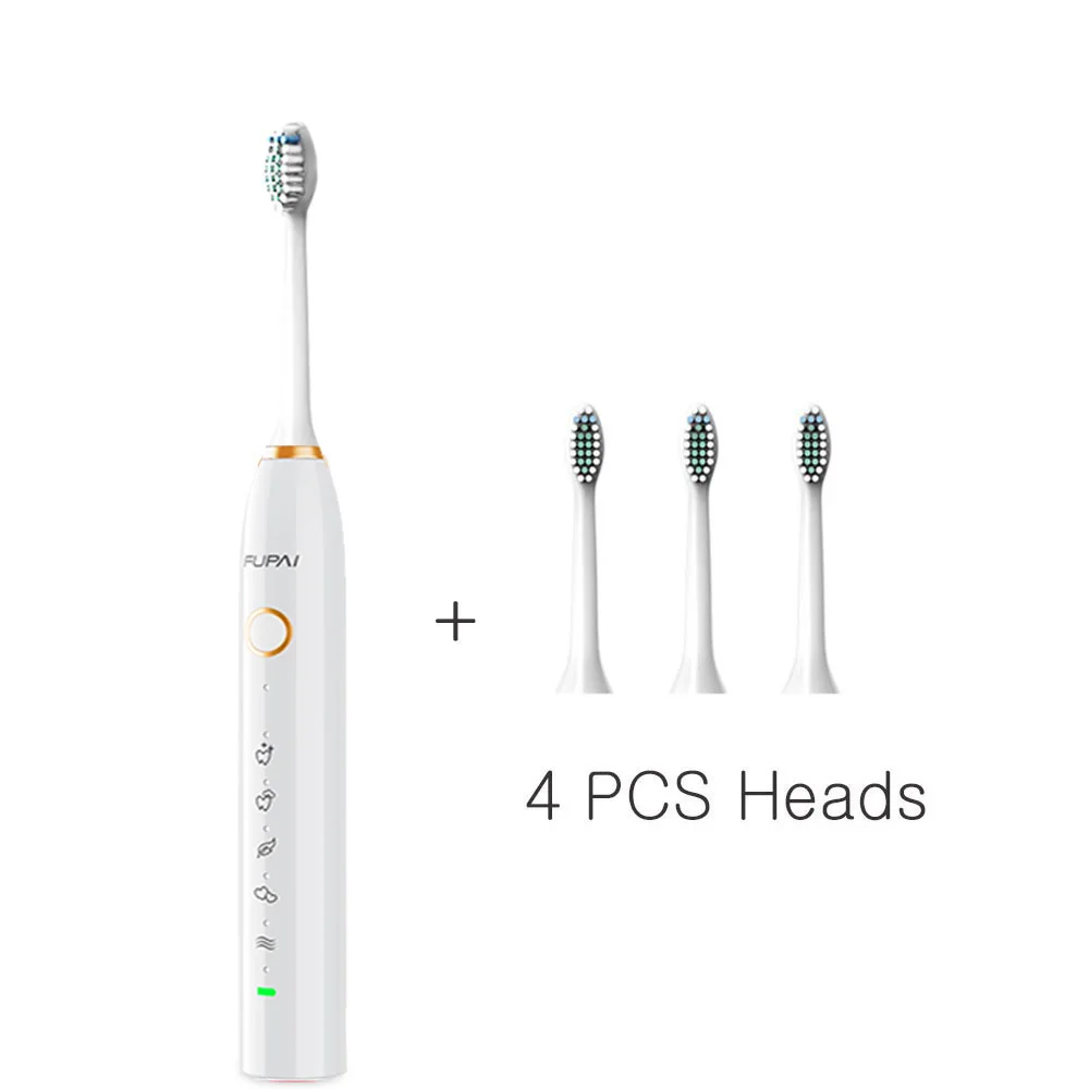 4headswt 31000 раз/мин Электрическая зубная щетка с коробкой для путешествий Sonic DuPont heads* 10 usb зарядка гигиена полости рта таймер зубная щетка электрическая - Цвет: 4headswt