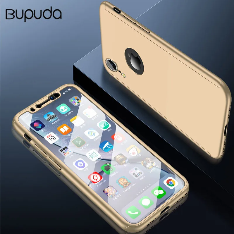Gold 360 Полный Чехол для iPhone X XS XR XS MAX защитный чехол для iPhone5 5S SE 6 6s 7 8 Plus чехол для телефона со стеклом - Цвет: Gold