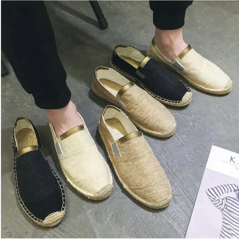 Кеды мужские парусиновые дышащие лоферы без застежки эспадрильи рыбацкий стиль