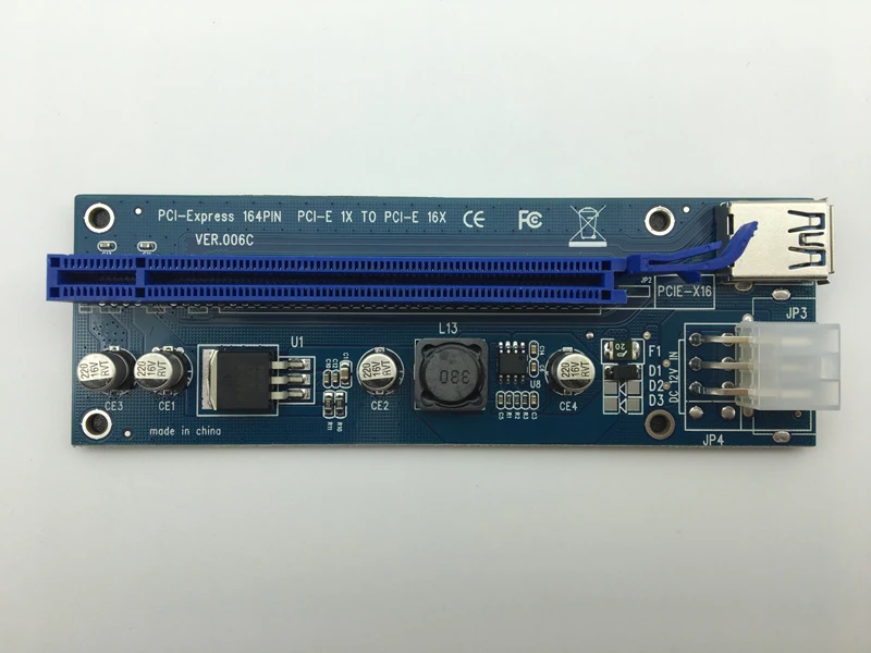 Переходная карта VER006C PCI Express PCIE E Riser 006C 6Pin 1x к 16x удлинитель USB 3 0 кабель SATA IDE для