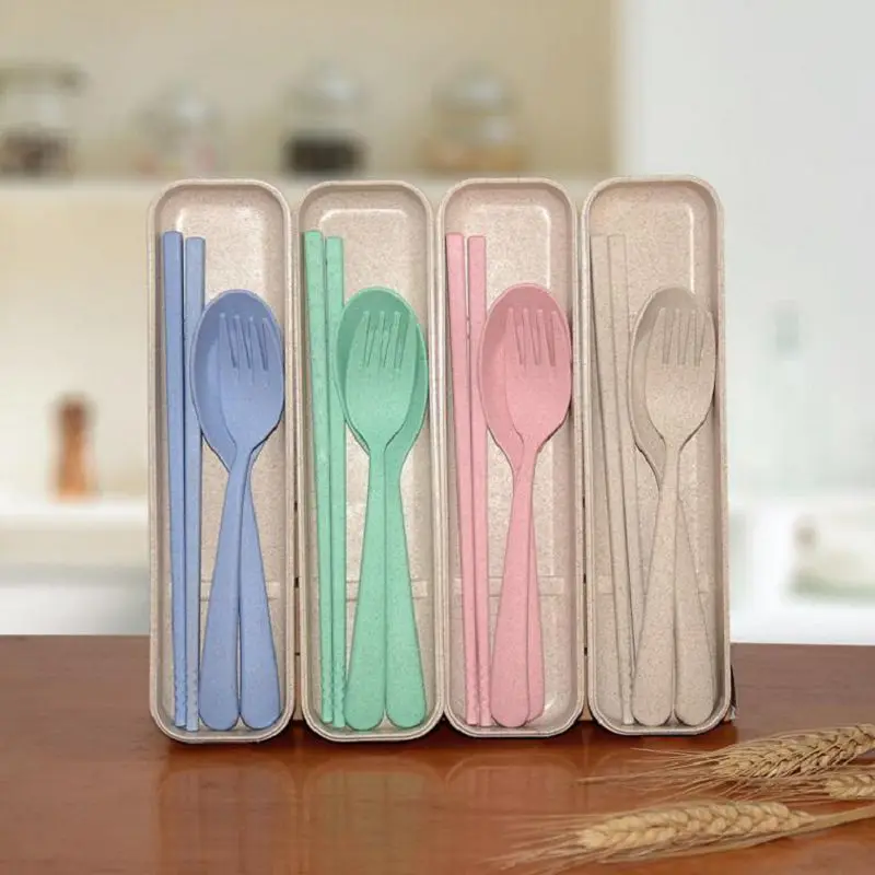 2017 3 шт. японские коробочки вилки ножи защита окружающей среды коробка для