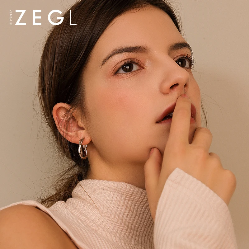 Женские простые металлические серьги ZEGL маленькие круглые темпераментные для