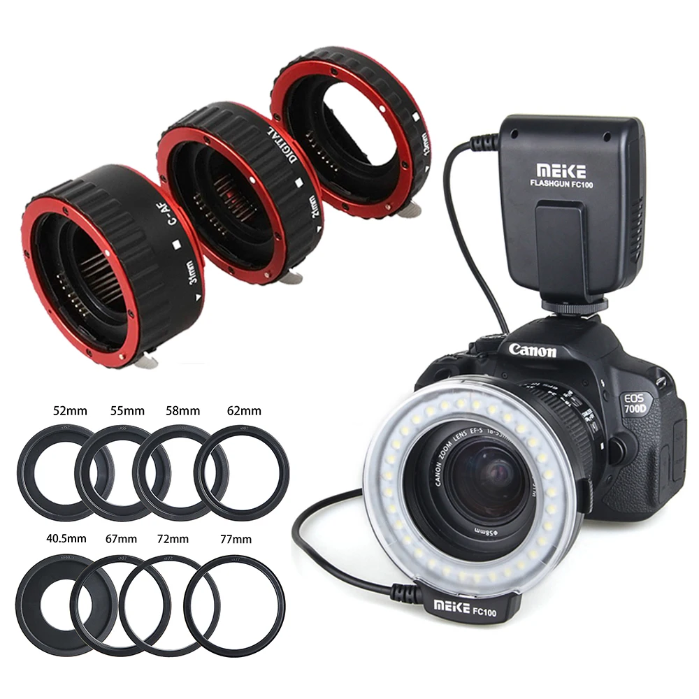 Meike FC 100 FC100 кольцо для макросъемки и автофокуса Canon EOS 650D 700D 70D 7D II 60D T4i T3i 6D Nikon
