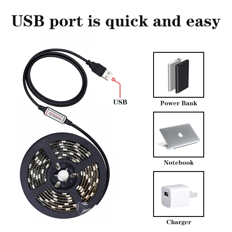 HKZZI 5 V USB Светодиодная лента 5050 RGB ТВ фоновое освещение Водонепроницаемая RF