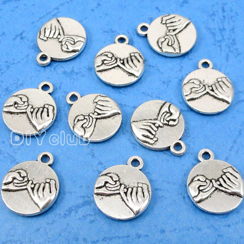 60 шт., подвески в виде пинки, двухсторонние подвески в античном стиле с серебряным тоном, 18 х14 мм (art.: 7a70023d2) - 7a70023d2