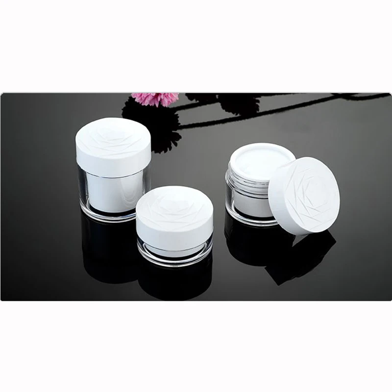 10 шт. пластиковая пустая Косметическая банка контейнер с розовой крышкой белым