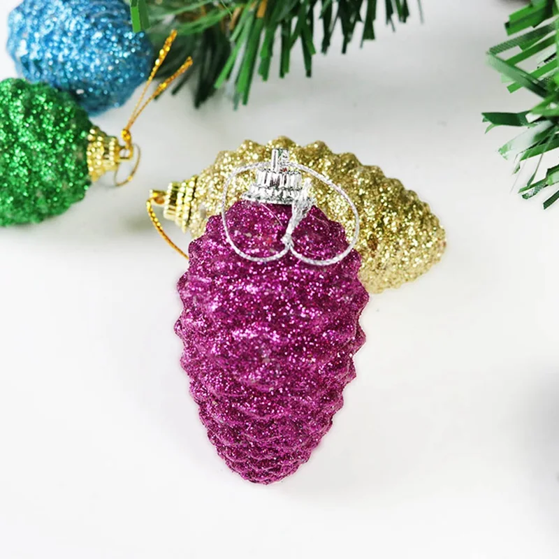 6 шт. Блестящий шишка кулон рождественские украшения для дома Noel Natal новогодний декор веселое украшение для елки