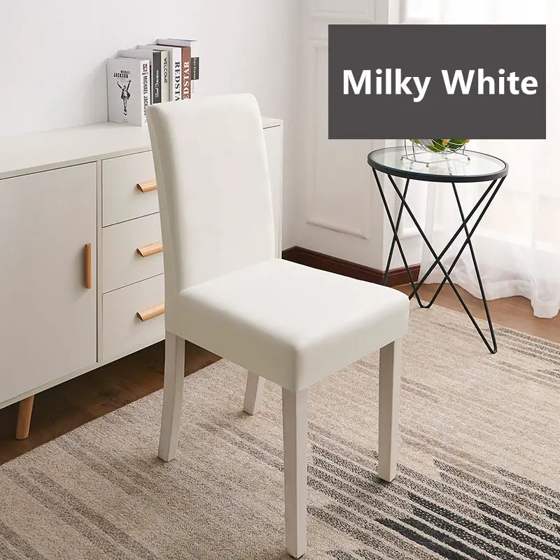 20 Color Solid Color Chair Cover Spandex Stretch Elastic Slipcovers Chair Covers For Dining Room Kitchen Wedding Banquet Hotel - Цвет: Milk White