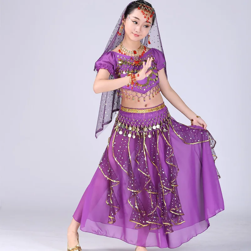 Набор костюма для танца живота девочек модная детская танцевальная одежда с