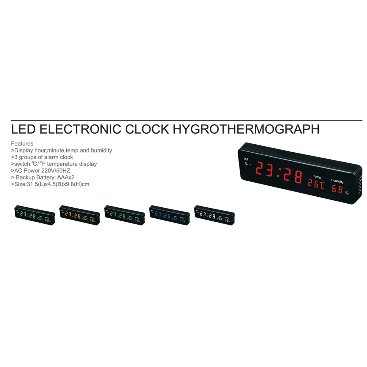 Humidity Display Desk Table Clocks Electronic LED Wall Watch Decor EU Plug Digital Clock Big Time Calendar Temperature | Дом и сад