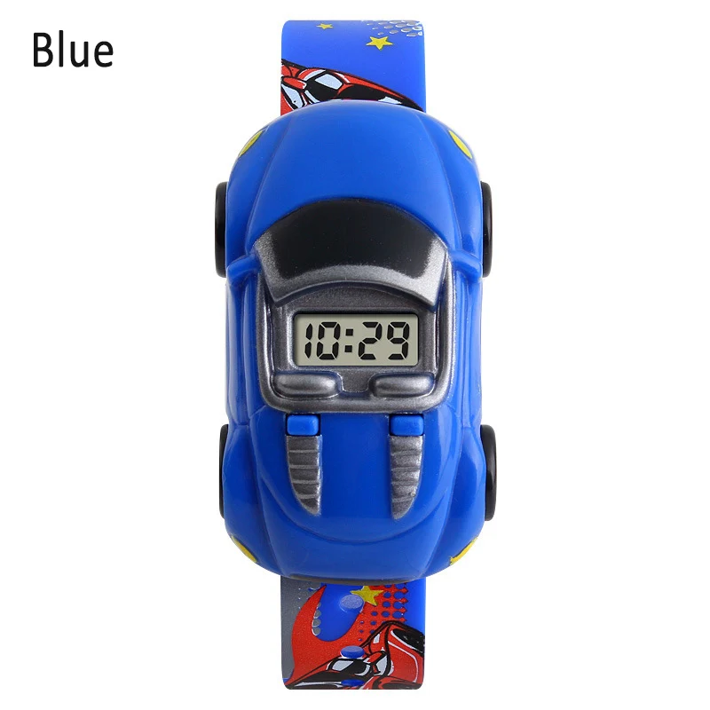 blue Модные Повседневные детские цифровые часы, Детские светодиодный спортивные часы с мультяшным автомобилем, наручные электронные часы VL - Цвет: blue