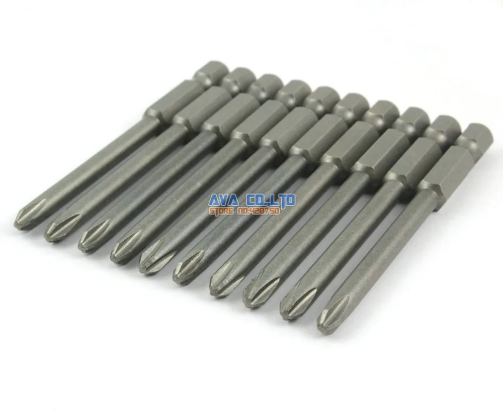 

10 Pieces Magnetic Phillips Screwdriver Bit S2 Steel 1/4" Hex Shank 75mm Long 5.0mm Diameter PH2 (75mm x 5.0mm x PH2)