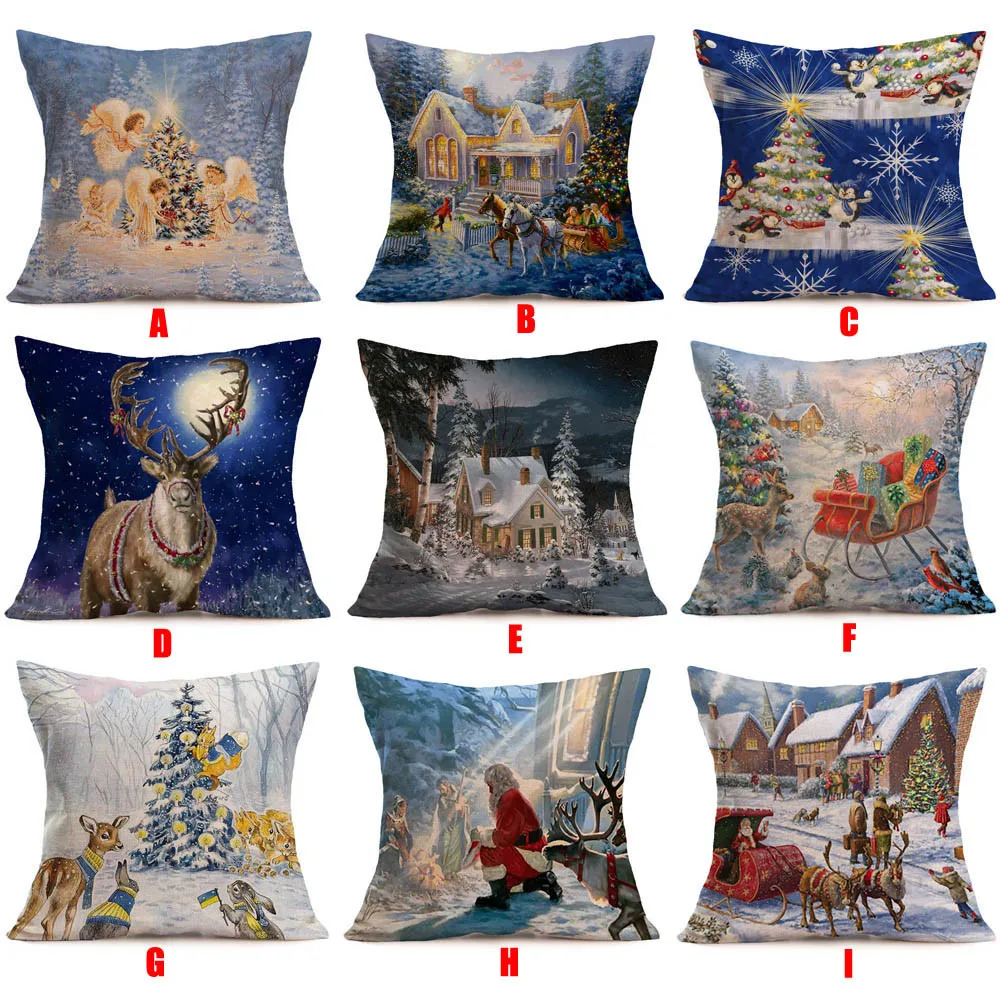 1 шт. размером 45*45 см Рождество Чехлы для подушек диванные подушки Чехол льняная год декоративные подушки для дивана принципиаль 18Nov