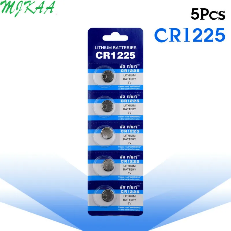 5 шт./упак. CR1225 аккумулятора кнопочного типа LM1225 BR1225 KCR1225 ячейки литий Батарея 3V CR