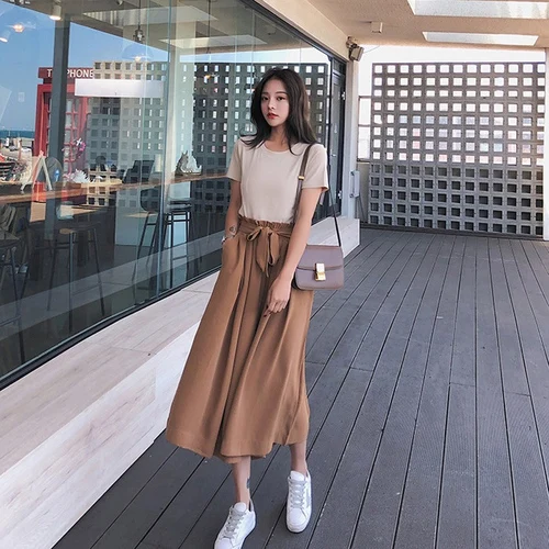 Женский Повседневный комплект из 2 предметов пуловер с широкими штанинами и юбка