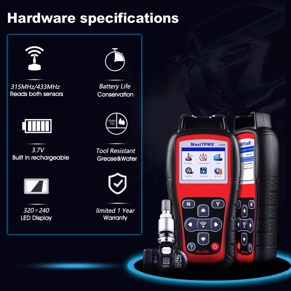 Autel TS508K + 8 шт. 315 МГц датчик инструмент для переизучения сброса TPMS