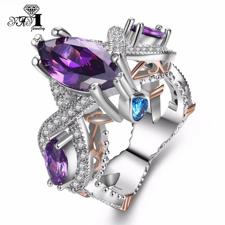 Ювелирные изделия YaYI Мода Принцесса огромный 4.5CT Фиолетовый Циркон с серебряным