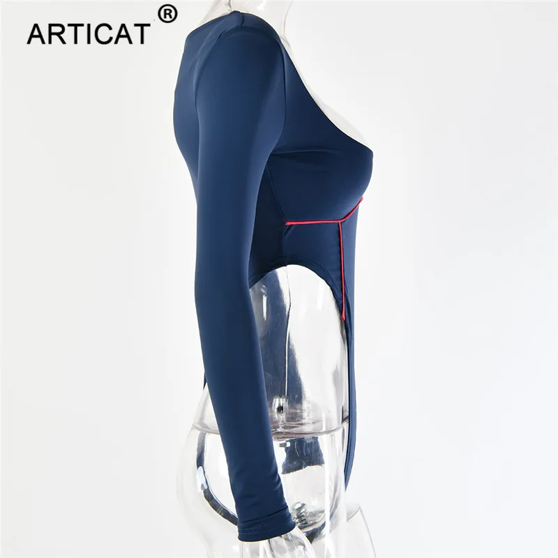 Articat, сексуальный женский комбинезон для фитнеса, с круглым вырезом, с длинным рукавом, бодикон, Летний комбинезон, Wpmen, одежда, базовый комбинезон, женские Топы s