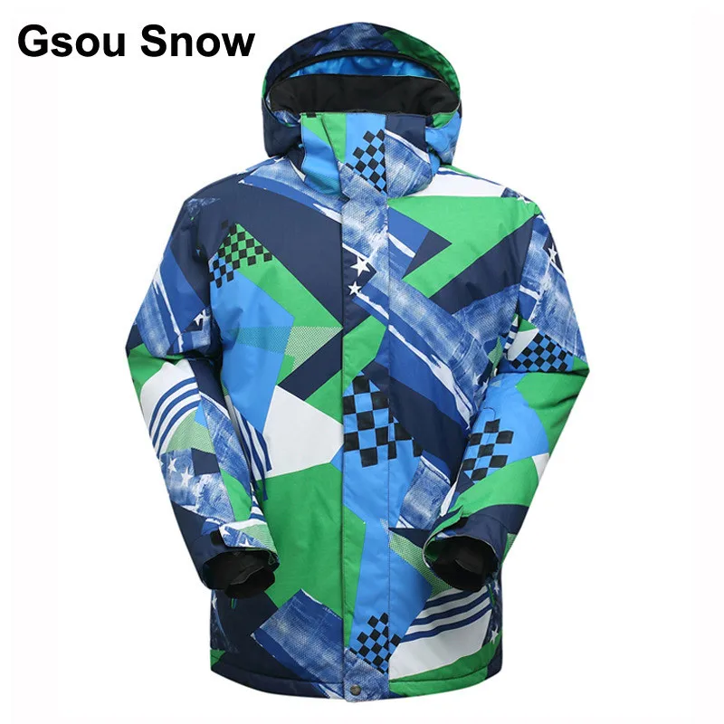 Gsou зимняя мужская водостойкая Лыжная куртка синий сноуборд одежда Спортивная