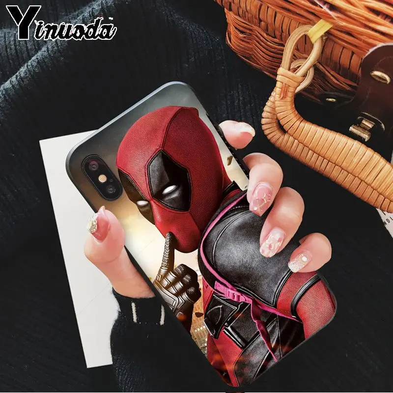 Yinuoda Marvel Deadpool черный ТПУ мягкий резиновый чехол для телефона iPhone X XS MAX 6 6S 7 7plus 8 8Plus 5