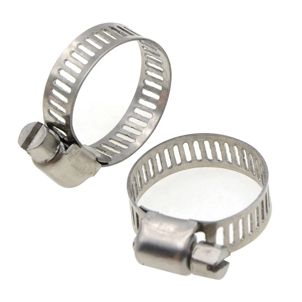 

12pcs Pipe Clamp Stainless Steel Mini Fuel Hose Clamps Clip Fit 14mm O.D ~ 27mm O.D Tubing Water pipe hood Washer gas pipe Clips
