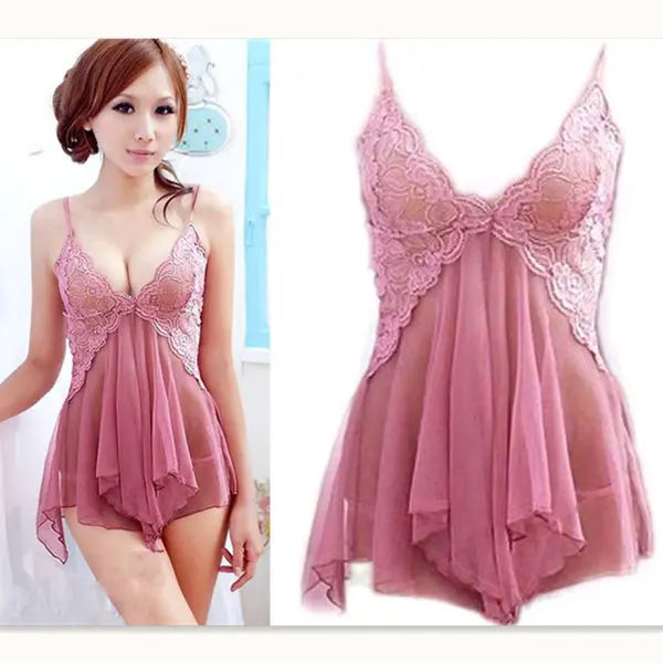 Розовая Сексуальная кружевная Пижама женское сексуальное белье кружевное