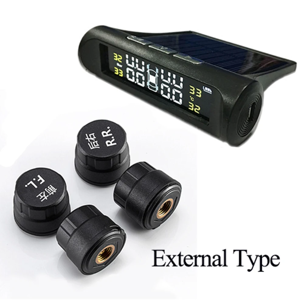 Датчик давления в шинах Vievar, система контроля Tpms, Предупреждение о температуре, зарядка от солнечной энергии, внутренний/внешний
