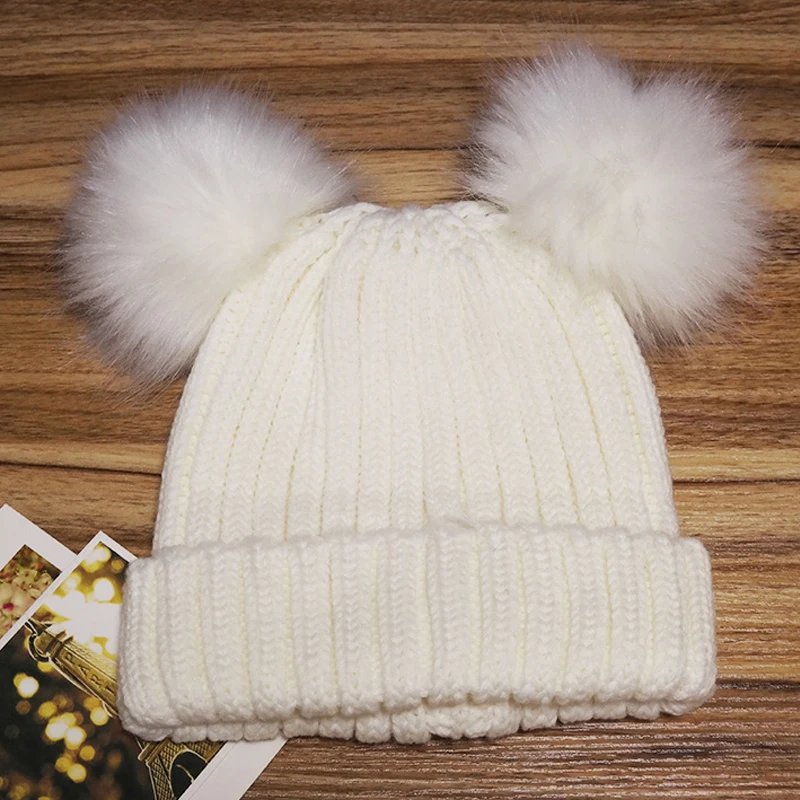 2018 зимние Для женщин Pom Hat моды шерстяные вязаные шапочки Кепки крючком два