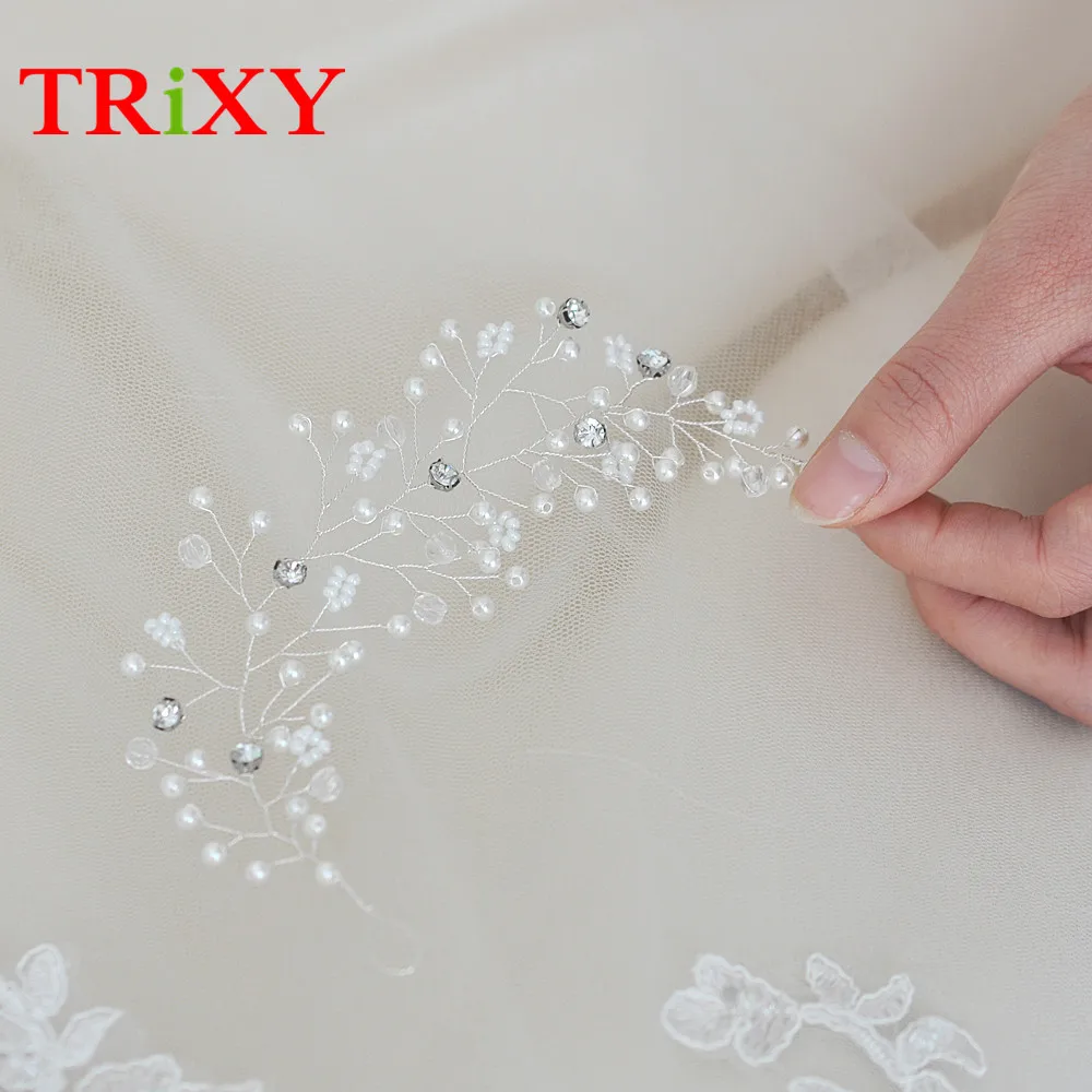 TRiXY H99 Стразы Жемчуг Свадебные аксессуары для волос свадебный головной убор жемчуг бисерный волос жемчужный гребень аксессуар для волос