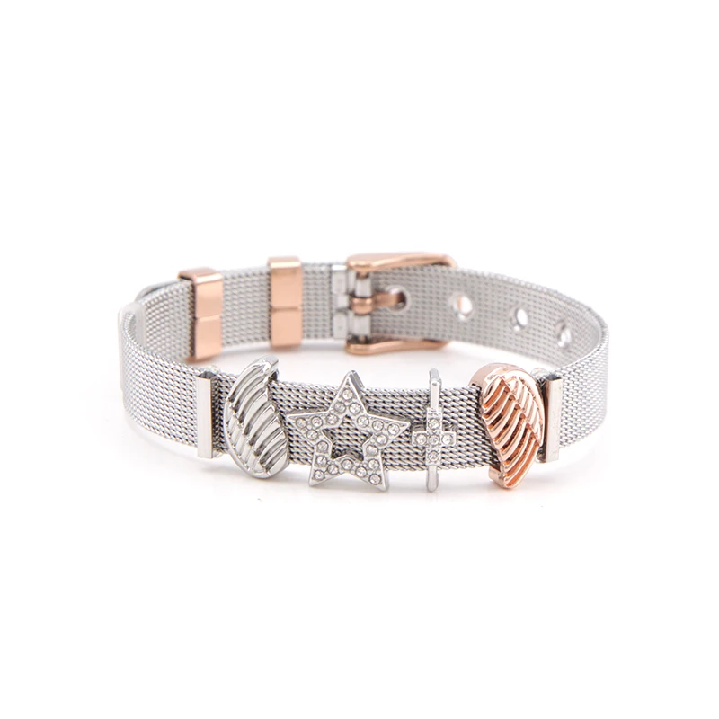 Drop shipping Somsoar Jewelry Max Mom Stainless Steel Charm Mesh Bracelet Set DIY Slide bracelet for Mother's Gift | Украшения и